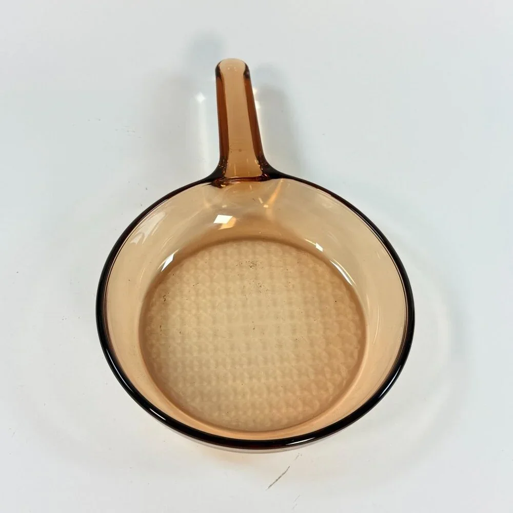 Vintage Vision Corning Ware 7” Skillet Frying Pan Amber Waffle Bottom NO Lid